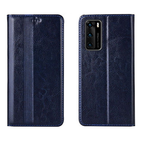 Funda de Cuero Cartera con Soporte Carcasa T06 para Huawei P40 Azul