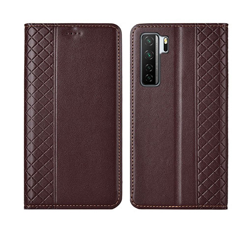 Funda de Cuero Cartera con Soporte Carcasa T06 para Huawei P40 Lite 5G Marron