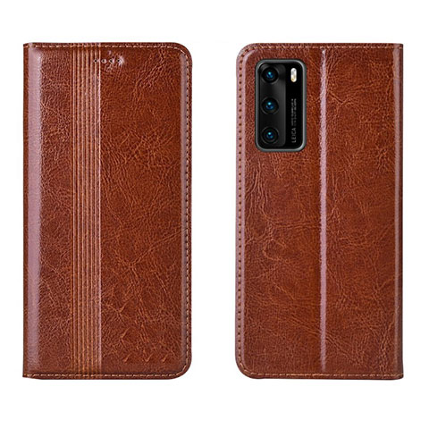 Funda de Cuero Cartera con Soporte Carcasa T06 para Huawei P40 Naranja