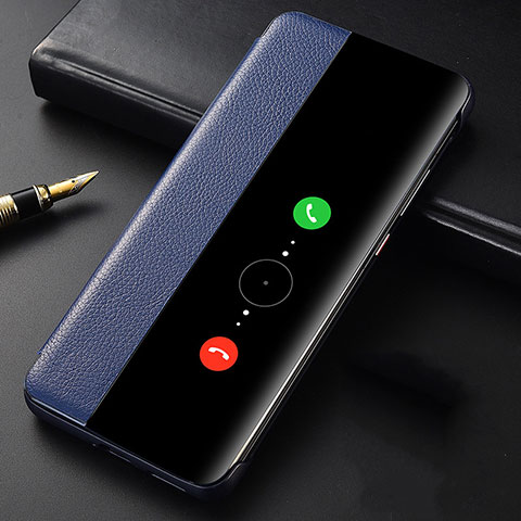 Funda de Cuero Cartera con Soporte Carcasa T06 para Huawei P40 Pro Azul