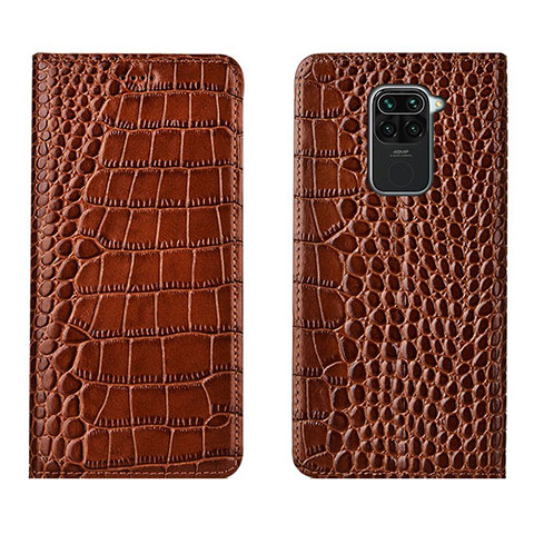 Funda de Cuero Cartera con Soporte Carcasa T06 para Xiaomi Redmi Note 9 Naranja