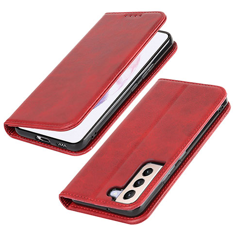 Funda de Cuero Cartera con Soporte Carcasa T06D para Samsung Galaxy S21 5G Rojo