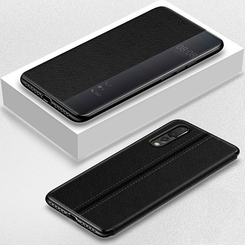 Funda de Cuero Cartera con Soporte Carcasa T07 para Huawei P20 Pro Negro