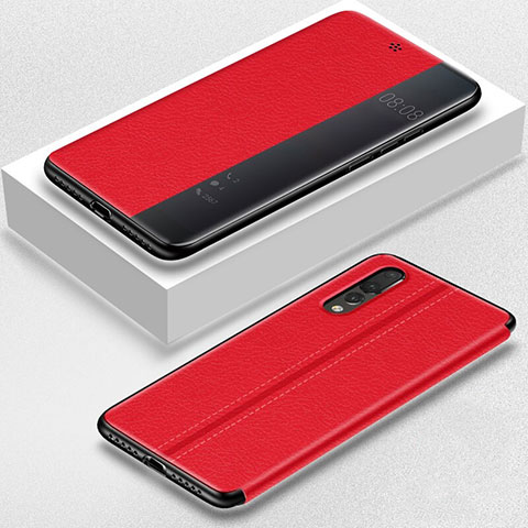 Funda de Cuero Cartera con Soporte Carcasa T07 para Huawei P20 Pro Rojo