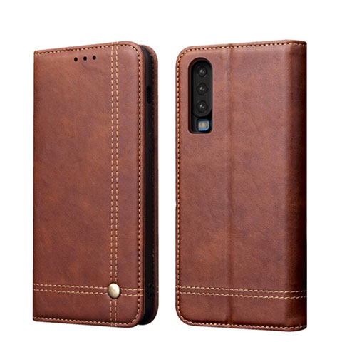 Funda de Cuero Cartera con Soporte Carcasa T07 para Huawei P30 Marron