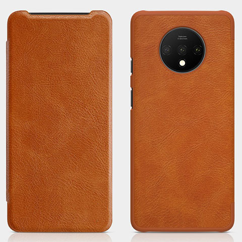 Funda de Cuero Cartera con Soporte Carcasa T07 para OnePlus 7T Naranja