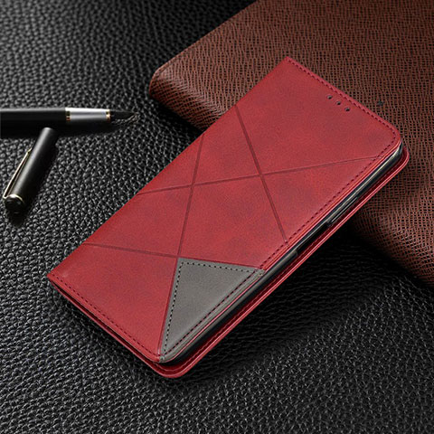 Funda de Cuero Cartera con Soporte Carcasa T07 para Oppo Reno3 Pro Rojo