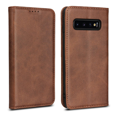 Funda de Cuero Cartera con Soporte Carcasa T07 para Samsung Galaxy S10 5G Marron