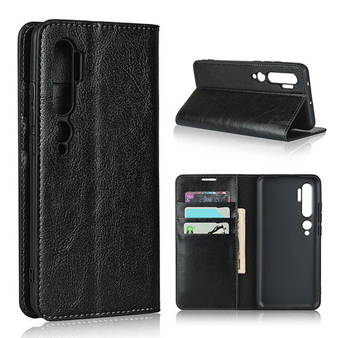 Funda de Cuero Cartera con Soporte Carcasa T07 para Xiaomi Mi Note 10 Pro Negro