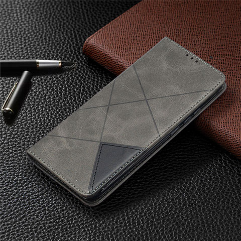 Funda de Cuero Cartera con Soporte Carcasa T07 para Xiaomi Redmi 9i Gris