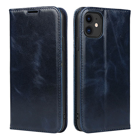 Funda de Cuero Cartera con Soporte Carcasa T08 para Apple iPhone 11 Azul