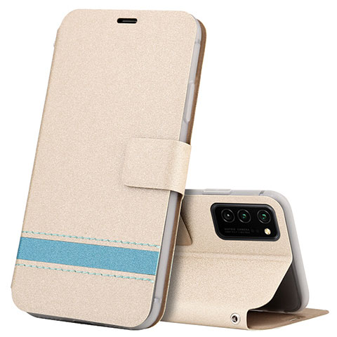 Funda de Cuero Cartera con Soporte Carcasa T08 para Huawei Honor V30 Pro 5G Oro