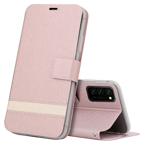 Funda de Cuero Cartera con Soporte Carcasa T08 para Huawei Honor View 30 5G Oro Rosa