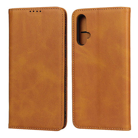 Funda de Cuero Cartera con Soporte Carcasa T08 para Huawei Nova 5 Naranja