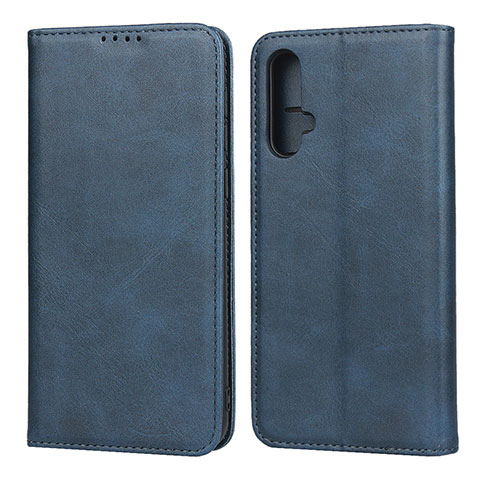 Funda de Cuero Cartera con Soporte Carcasa T08 para Huawei Nova 5 Pro Azul