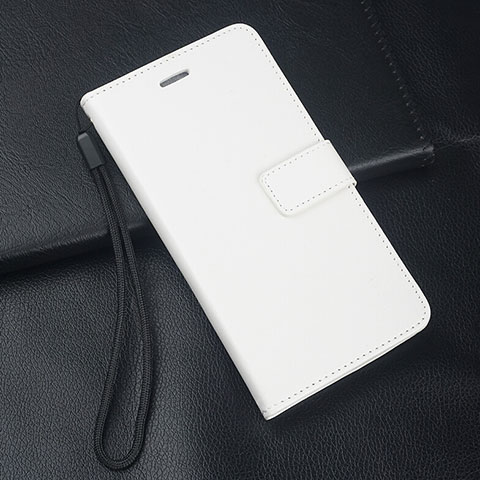 Funda de Cuero Cartera con Soporte Carcasa T08 para Huawei Nova 5i Blanco