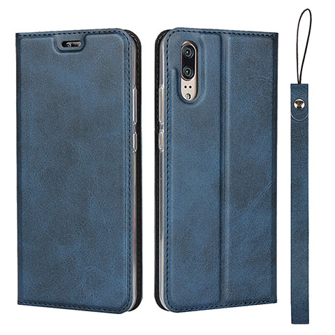 Funda de Cuero Cartera con Soporte Carcasa T08 para Huawei P20 Azul