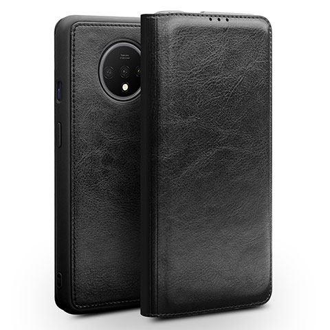 Funda de Cuero Cartera con Soporte Carcasa T08 para OnePlus 7T Negro