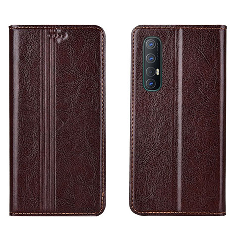 Funda de Cuero Cartera con Soporte Carcasa T08 para Oppo Find X2 Neo Marron