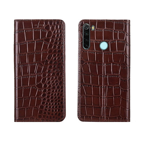 Funda de Cuero Cartera con Soporte Carcasa T08 para Xiaomi Redmi Note 8 Marron