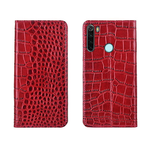 Funda de Cuero Cartera con Soporte Carcasa T08 para Xiaomi Redmi Note 8T Rojo