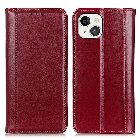 Funda de Cuero Cartera con Soporte Carcasa T09 para Apple iPhone 14 Plus Rojo