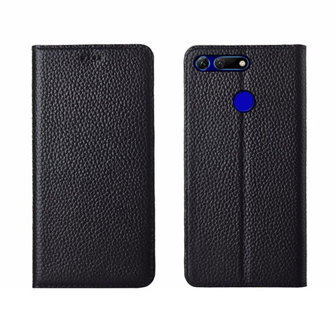 Funda de Cuero Cartera con Soporte Carcasa T09 para Huawei Honor V20 Negro