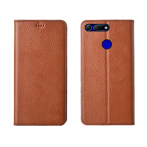 Funda de Cuero Cartera con Soporte Carcasa T09 para Huawei Honor View 20 Naranja