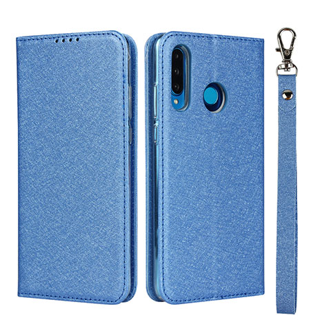 Funda de Cuero Cartera con Soporte Carcasa T09 para Huawei Nova 4e Azul