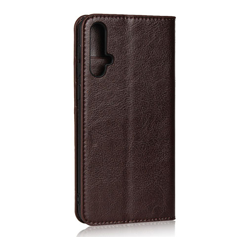 Funda de Cuero Cartera con Soporte Carcasa T09 para Huawei Nova 5 Marron