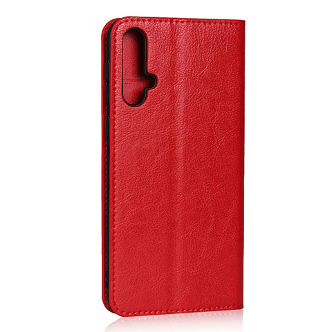 Funda de Cuero Cartera con Soporte Carcasa T09 para Huawei Nova 5 Rojo