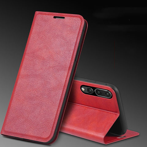 Funda de Cuero Cartera con Soporte Carcasa T09 para Huawei P20 Pro Rojo