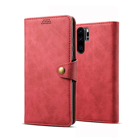 Funda de Cuero Cartera con Soporte Carcasa T09 para Huawei P30 Pro Rojo