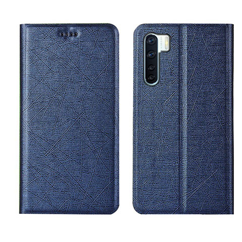 Funda de Cuero Cartera con Soporte Carcasa T09 para Oppo A91 Azul