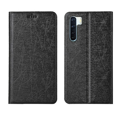 Funda de Cuero Cartera con Soporte Carcasa T09 para Oppo A91 Negro