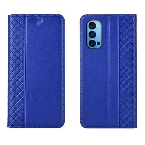 Funda de Cuero Cartera con Soporte Carcasa T09 para Oppo Reno4 5G Azul