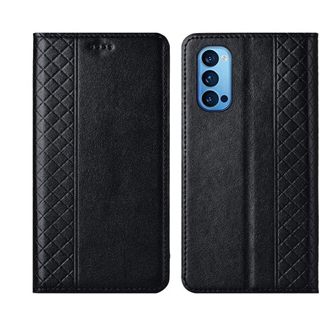 Funda de Cuero Cartera con Soporte Carcasa T09 para Oppo Reno4 Pro 5G Negro