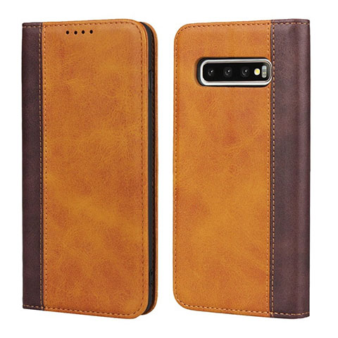 Funda de Cuero Cartera con Soporte Carcasa T09 para Samsung Galaxy S10 5G Naranja