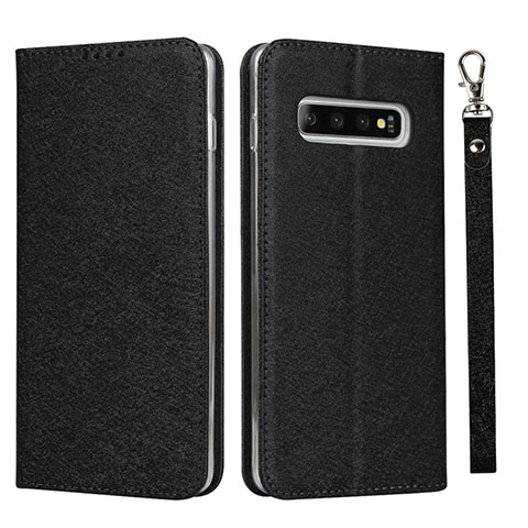 Funda de Cuero Cartera con Soporte Carcasa T09 para Samsung Galaxy S10 Plus Negro