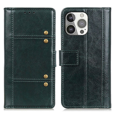 Funda de Cuero Cartera con Soporte Carcasa T10 para Apple iPhone 15 Pro Verde