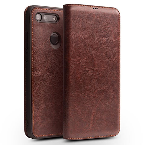 Funda de Cuero Cartera con Soporte Carcasa T10 para Huawei Honor V20 Marron