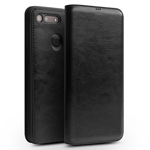 Funda de Cuero Cartera con Soporte Carcasa T10 para Huawei Honor View 20 Negro