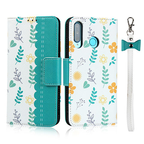 Funda de Cuero Cartera con Soporte Carcasa T10 para Huawei Nova 4e Cian