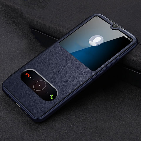 Funda de Cuero Cartera con Soporte Carcasa T10 para Huawei P Smart+ Plus (2019) Azul