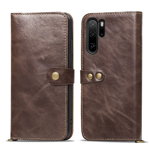 Funda de Cuero Cartera con Soporte Carcasa T10 para Huawei P30 Pro New Edition Marron