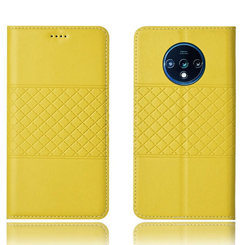 Funda de Cuero Cartera con Soporte Carcasa T10 para OnePlus 7T Amarillo