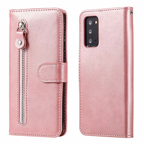 Funda de Cuero Cartera con Soporte Carcasa T10 para Samsung Galaxy Note 20 5G Oro Rosa