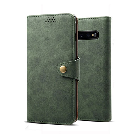 Funda de Cuero Cartera con Soporte Carcasa T10 para Samsung Galaxy S10 Verde