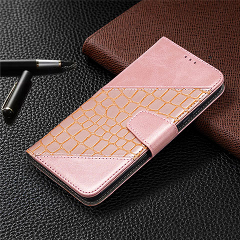 Funda de Cuero Cartera con Soporte Carcasa T10 para Xiaomi Redmi 9A Oro Rosa