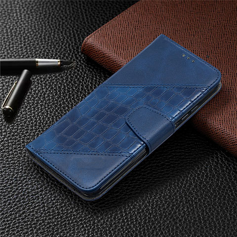 Funda de Cuero Cartera con Soporte Carcasa T10 para Xiaomi Redmi 9i Azul